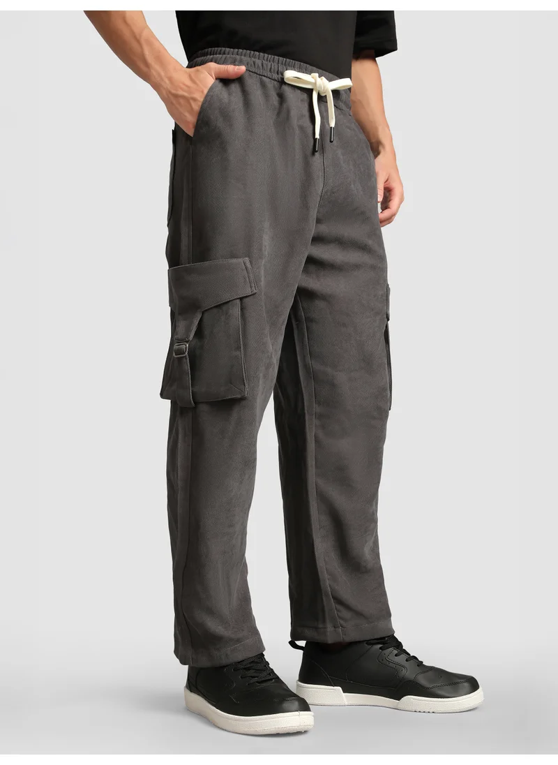 بيونغ Metal Grey Utility Buckle Pocket Cargo Pants