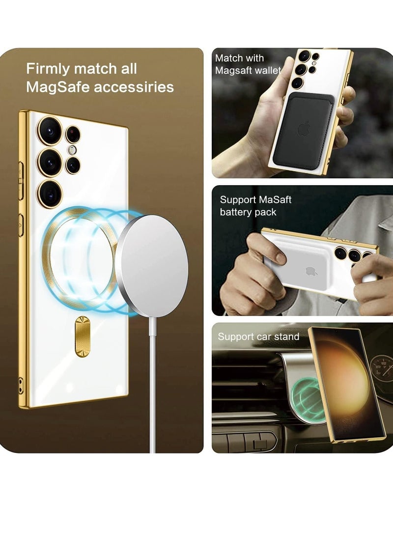 Magnetic Clear Case for Samsung Galaxy S23 Ultra with Camera Lens Protector Magsafe Compatible Electroplated Soft TPU Shockproof Anti-Scratch Phone Case - Image 4