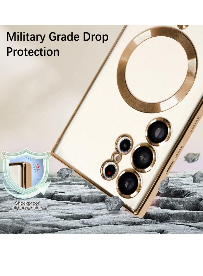 Magnetic Clear Case for Samsung Galaxy S23 Ultra with Camera Lens Protector Magsafe Compatible Electroplated Soft TPU Shockproof Anti-Scratch Phone Case - Image 5