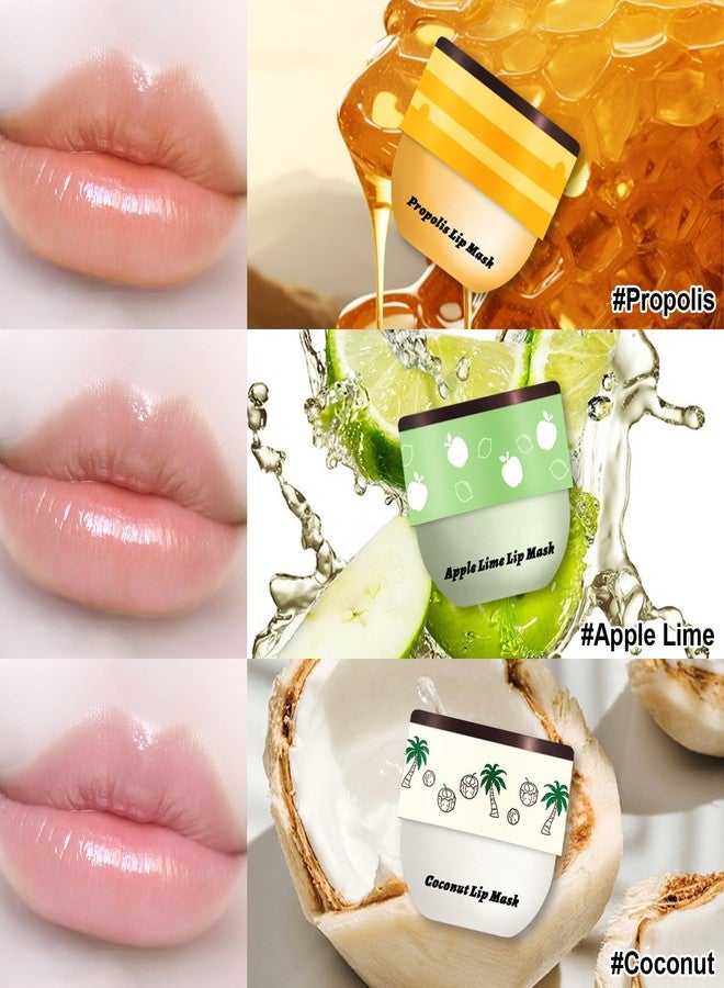 Scarman 6 PCS Bee Lip Balm Honey Pot, Propolis Lip Mask Overnight, Moisturizing Hydrating Lip Sleeping Mask Prevention Dry and Cracked, Reduce Lip Lines (Strawberry&Watermelon&Honey&Cherry&Coconut&Apple Lime) - Image 4
