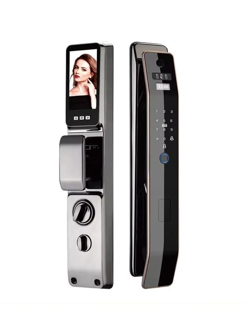 Smart door lock S14 with a camera, facial recognition, live video and photo, more than one way to open the lock - face and fingerprint, password, mobile application (Tuya), and a magnetic card or security key