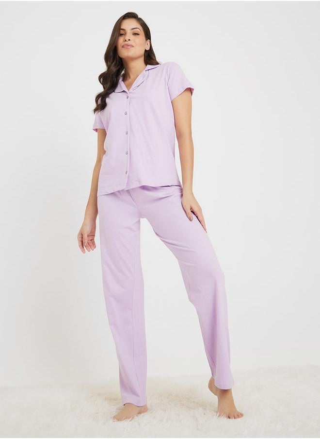 Styli - Cotton Jersey Short Sleeve Shirt and Pyjama Set - Image 1