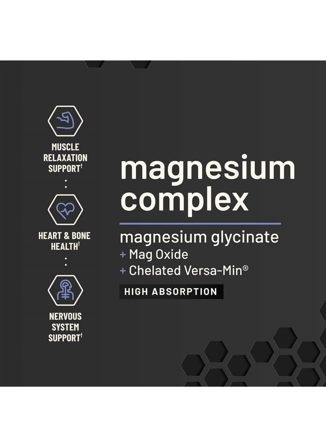 SNAP SUPPLEMENTS - Magnesium Complex Supplement - Magnesium Oxide & Magnesium Glycinate Capsules, Muscle Relaxer, Bone Strength, Support Nervous System, Natural Ingredients (60 Capsules) - Image 1