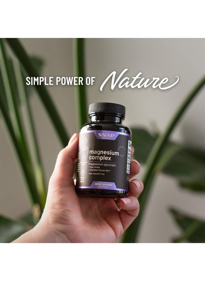 SNAP SUPPLEMENTS - Magnesium Complex Supplement - Magnesium Oxide & Magnesium Glycinate Capsules, Muscle Relaxer, Bone Strength, Support Nervous System, Natural Ingredients (60 Capsules) - Image 1
