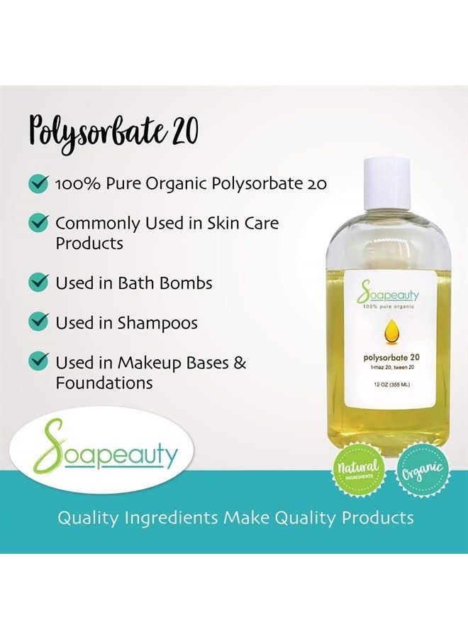 Soapeauty POLYSORBATE 20 T-MAZ 20, TWEEN 20 | 100% Pure Cosmetic Grade Solubilizer Surfactant & Emulsifier | (16 oz) - Image 2