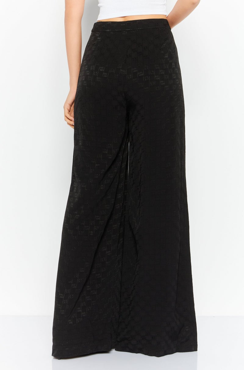 Michael Kors سروال نسائي عريض الساق بتصميم مخطط، أسود - Image 4