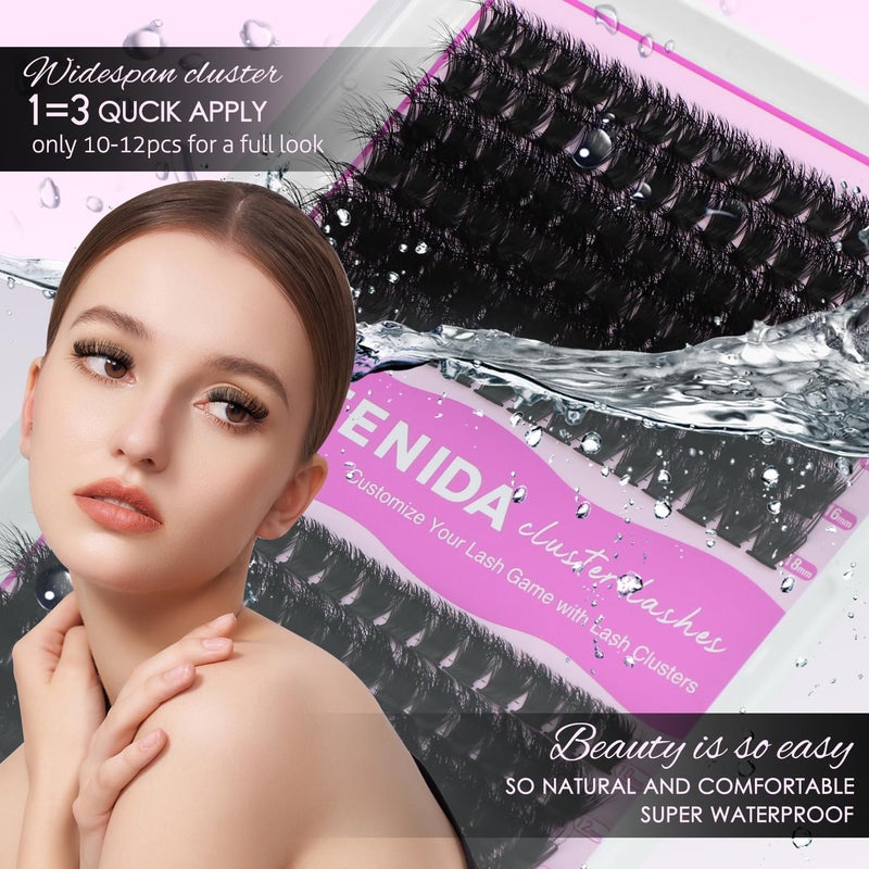SOFENIDA Lash Clusters Kit Eyelash Clusters 100D+150D Thick Volume Cluster Eyelash Extensions D Curvature Cluster Lashes 10-18mm Wispy DIY Lash Extension Kit(100D+150D-10-18MIX Thick Kit) - Image 4