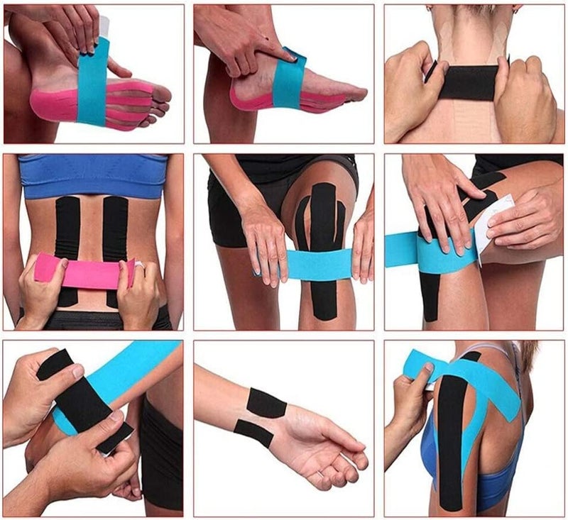 OBTANIM 8 Rolls Waterproof Breathable Kinesiology Tape, Athletic Elastic Kneepad Muscle Pain Relief Knee Taping for Gym Fitness Running Tennis Swimming (8 Colorful) - Image 5