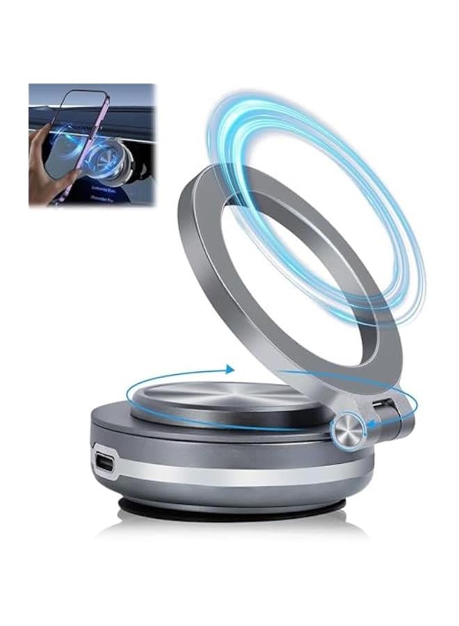 Electric Vacuum Magnetic Car Phone Mount,360° Rotatable Phone Holder, Car Phone Holder for All Smartphones (silver) - Image 1