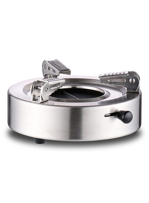 Outdoor Portable Mini Stove  Furnace Adjustable Firepower Lightweight Wind Proof for Camping Barbecue Hot Pot Outdoor Cooking Silvery