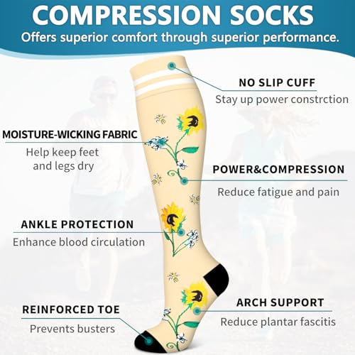 Bluemaple 6 Pack Copper Compression Socks for Women and Men Circulation-Best Support for Medical, Running,Nursing,Athletic - Image 5