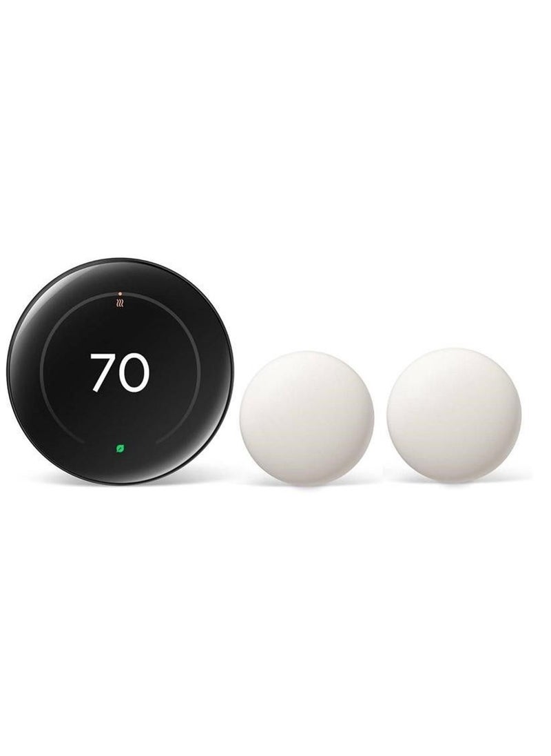 Google Nest Learning 4th Gen Thermostat With 2 Pack Google Nest Temperature Sensor 2nd Gen - Polished Obsidian - GA05557-US