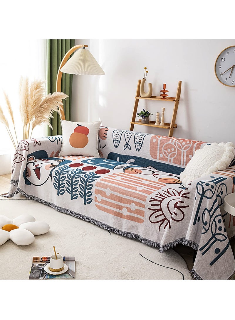 كي واي دي النوردي نمط 3 مقاعد صوفا الغطاء المنزلق -كاش محك عكسيا مع شرابات، ناعم وقابل للغسيل بطانية الرمي، غير انزلاقية، كبيرة الحجم 180x260CM - Image 1