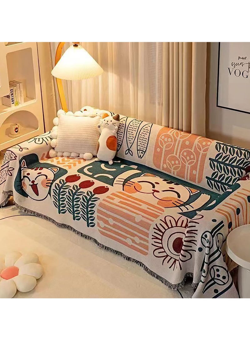 كي واي دي النوردي نمط 3 مقاعد صوفا الغطاء المنزلق -كاش محك عكسيا مع شرابات، ناعم وقابل للغسيل بطانية الرمي، غير انزلاقية، كبيرة الحجم 180x260CM - Image 2