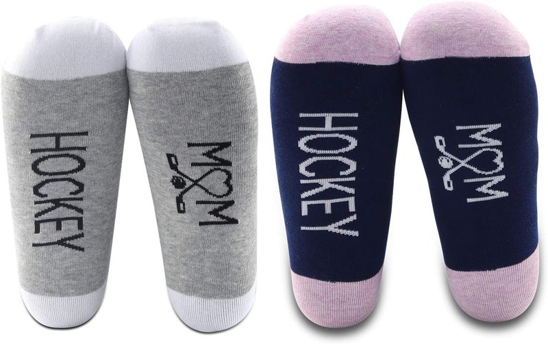 MBMSO 2 Pairs Hockey Mom Socks Hockey Mom Gifts for Women Hockey Novelty Socks Hockey Player Gifts for Mom - Image 1