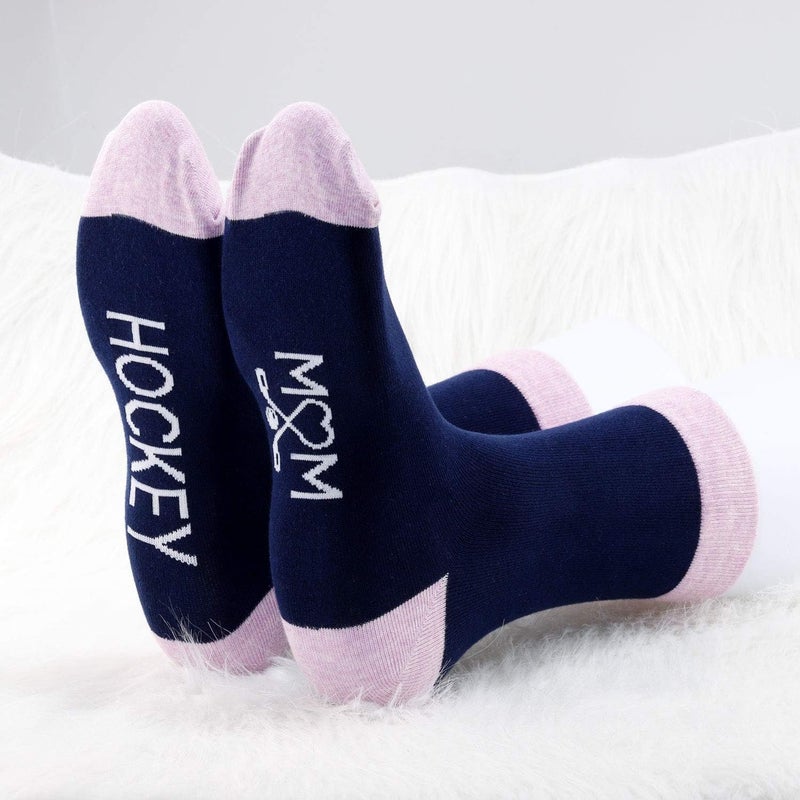 MBMSO 2 Pairs Hockey Mom Socks Hockey Mom Gifts for Women Hockey Novelty Socks Hockey Player Gifts for Mom - Image 3