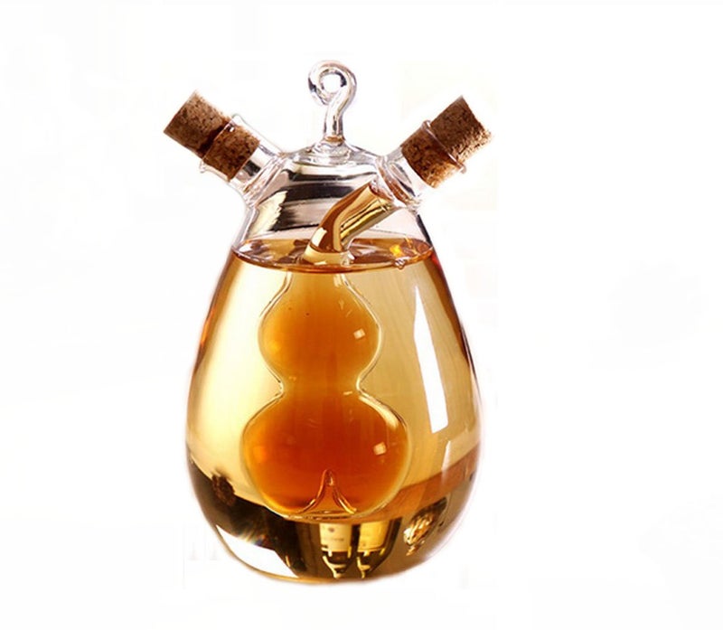 ELETON Kitchen Supplies Cruets Oil Vinegar 2 in 1Glass Jar Oil and Vinegar Dispenser