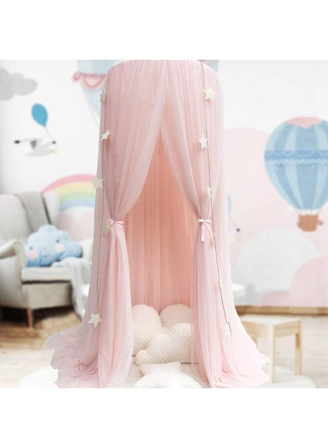 OldPAPA Bed Canopy for Girls - Princess Bed Canopy Mosquito Net Nursery Play Room Decor Dome Premium Yarn Netting Curtains Baby Game Dream Castle, Pink - Image 1