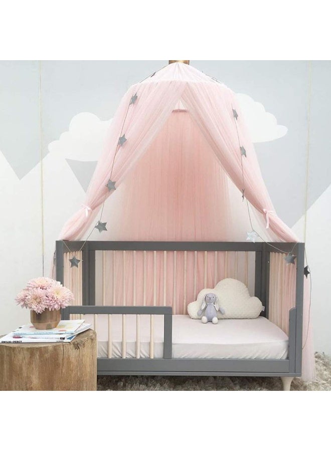 OldPAPA Bed Canopy for Girls - Princess Bed Canopy Mosquito Net Nursery Play Room Decor Dome Premium Yarn Netting Curtains Baby Game Dream Castle, Pink - Image 2