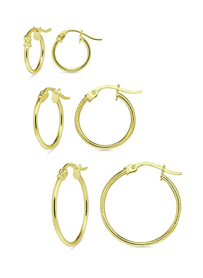 NIBEMINENT - Sterling Hoop Earrings Three Pair Set - Image 1