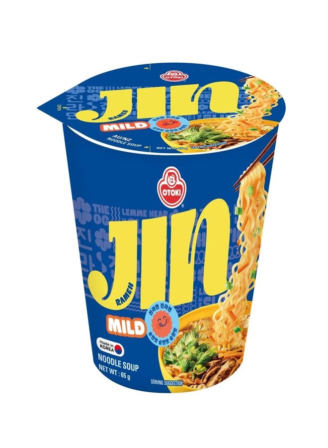Ottogi Jin Ramen Korean Style Instant Noodles Mild Flavor Cup Noodles 65gm Each, Pack Of 2 | Veg & Authentic Korean Ramen Noodles | The Product Of Korea - Image 1