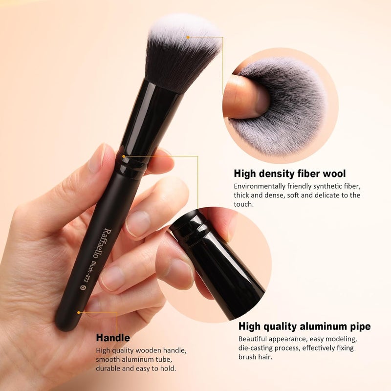 Raffaello Zoreya makeup brushes 15pcs makeup brush set premium synthetic kabuki brush cosmetics foundation concealers powder blush blending face eye shadows black brush sets - Image 2