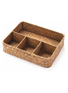Y&D ea Bag/Sugar Packet Holder, Coffee Station Condiment Organizer, Seagrass Storage Basket, Wicker Rattan Divided Basket Organizer for Drawer/Shelf/Countertop  - Image 1