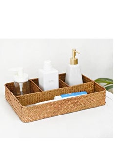 Y&D ea Bag/Sugar Packet Holder, Coffee Station Condiment Organizer, Seagrass Storage Basket, Wicker Rattan Divided Basket Organizer for Drawer/Shelf/Countertop  - Image 4