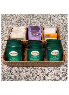 Y&D ea Bag/Sugar Packet Holder, Coffee Station Condiment Organizer, Seagrass Storage Basket, Wicker Rattan Divided Basket Organizer for Drawer/Shelf/Countertop  - Image 3