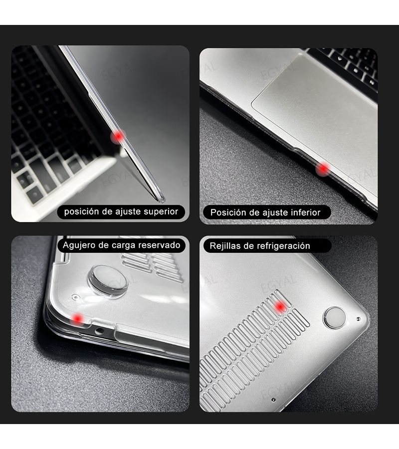 Crytal Black Super Slim Laptop Cover For Macbook Air 13.6 M3 M2 2024 2023 - Image 4