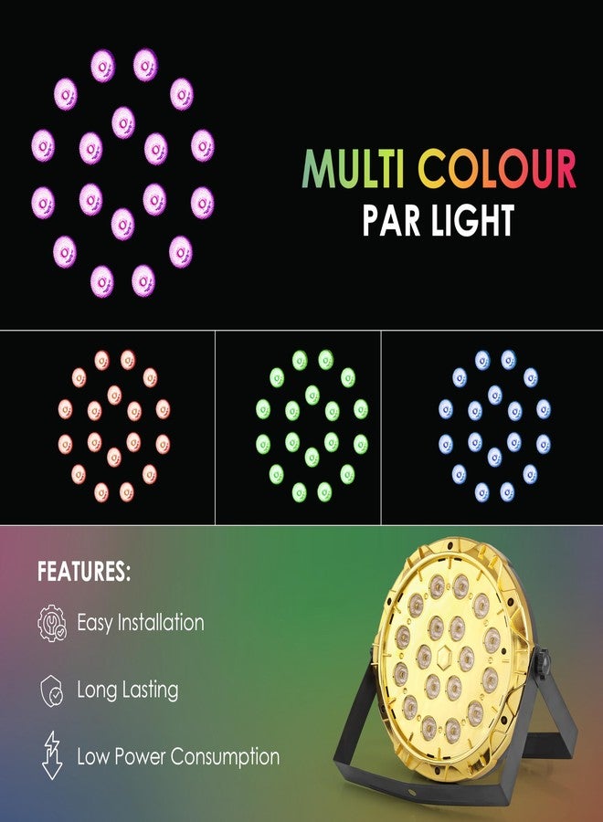 الجستو إضاءة مسرح جيستو RGB - 18 مصباح LED للحفلات مع جهاز تحكم عن بعد | إضاءة علوية متغيرة الألوان 6 في 1 تعمل بالأشعة فوق البنفسجية للمنزل، وأعياد الميلاد، والديسكو، والفعاليات، واحتفالات ديوالي، وديكورات العروض | أضواء ديسكو متغيرة الألوان للحفلات - Image 4