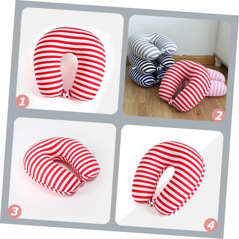 Flexible Striped Travel Neck Pillow Lightweight Spandex Support for Airplane Car - Image 4