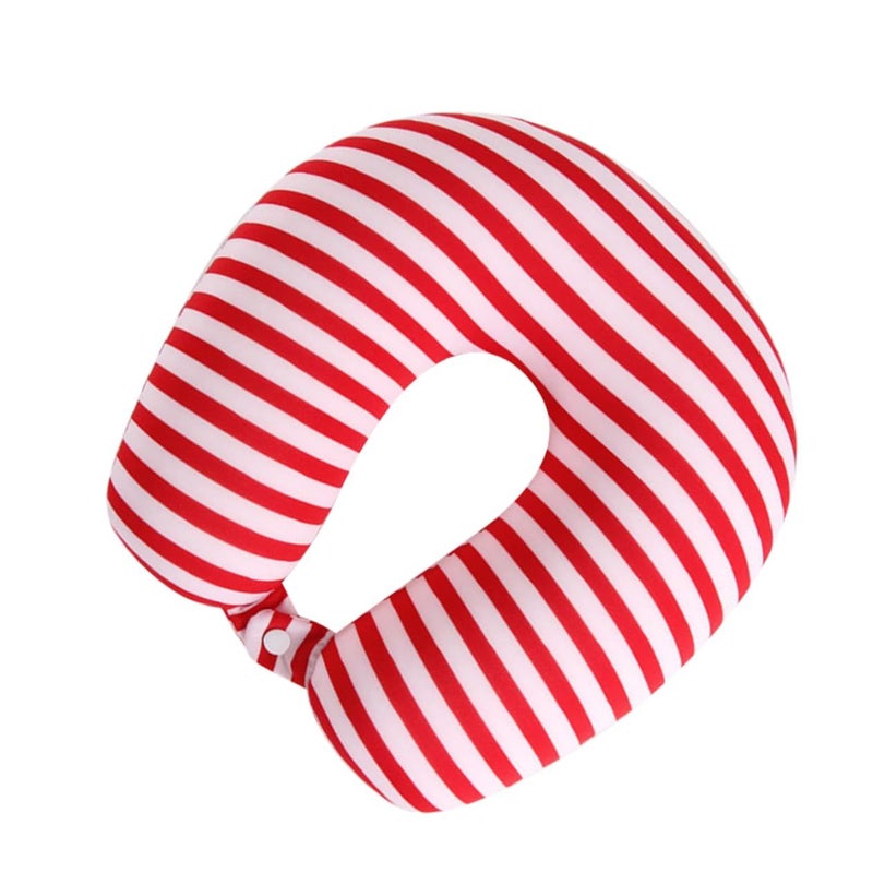 Flexible Striped Travel Neck Pillow Lightweight Spandex Support for Airplane Car - Image 2