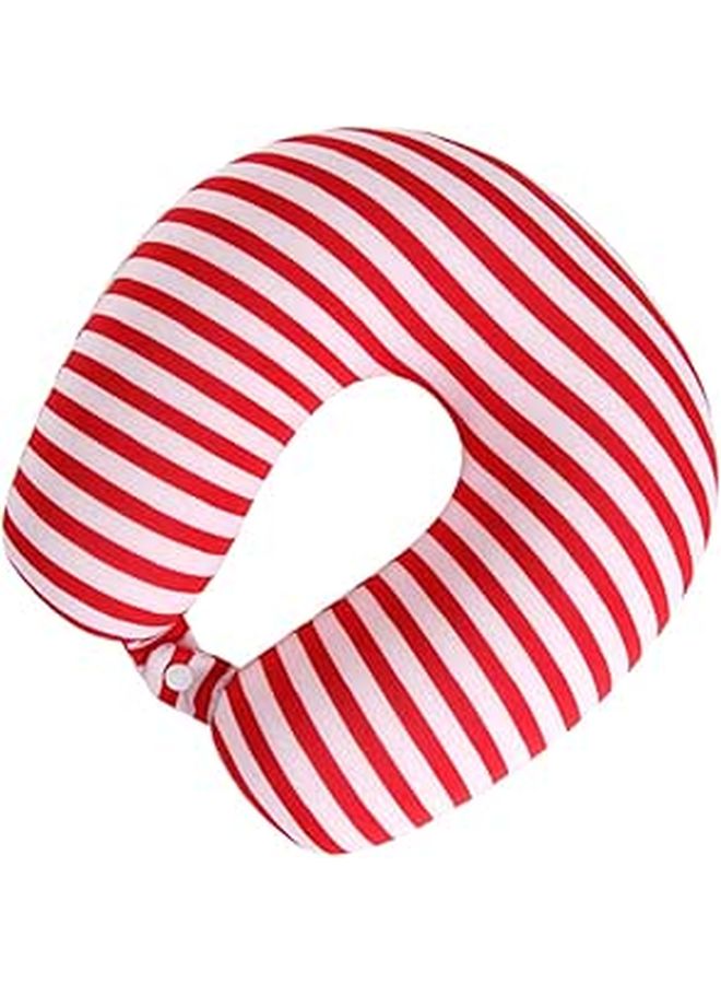 Flexible Striped Travel Neck Pillow Lightweight Spandex Support for Airplane Car - Image 1