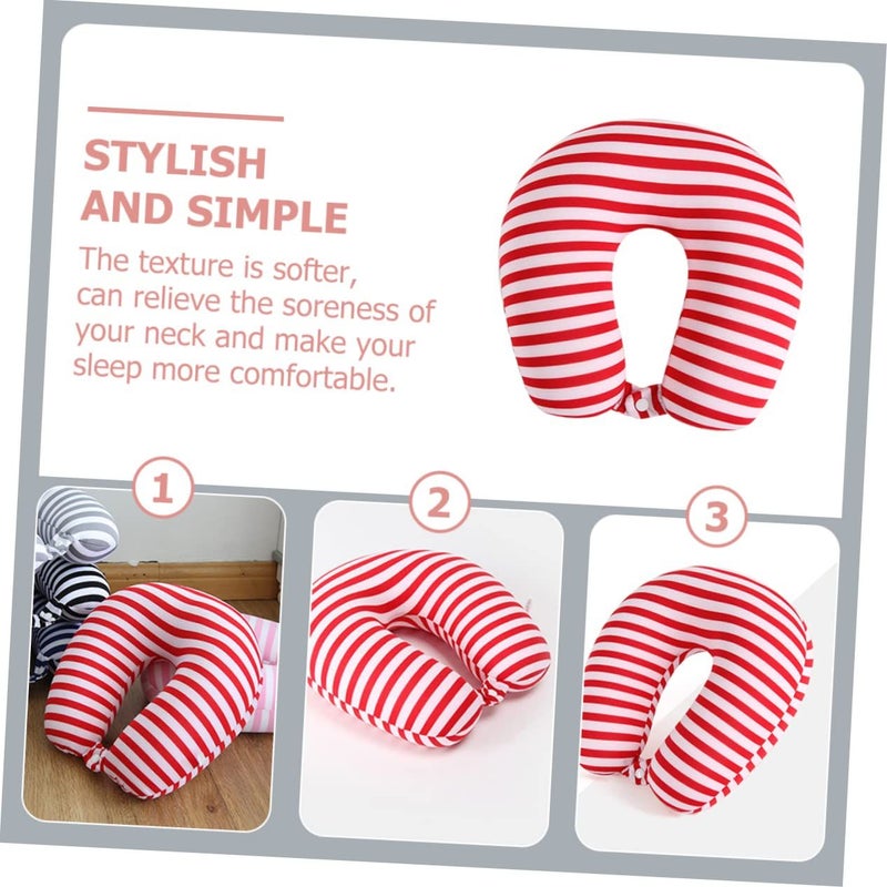 Flexible Striped Travel Neck Pillow Lightweight Spandex Support for Airplane Car - Image 5