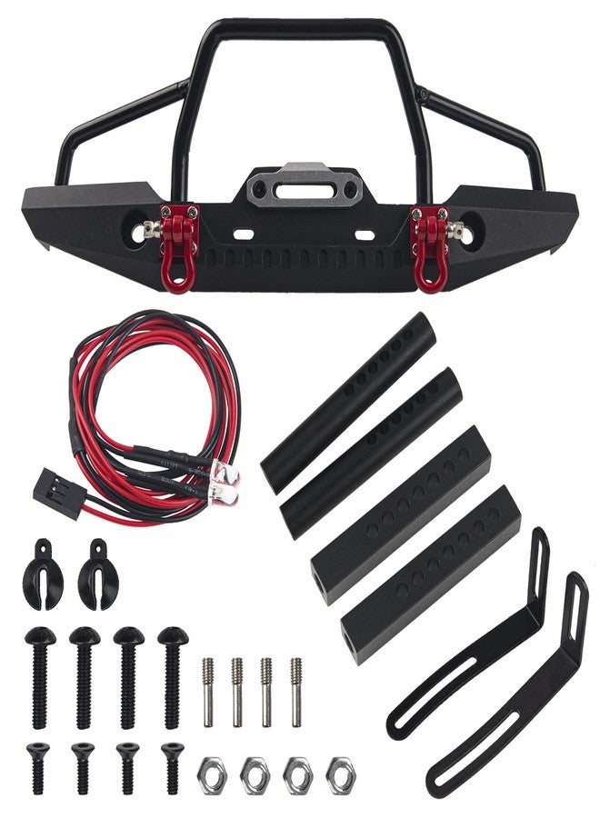Vgoohobby Aluminum Front Bumper with LED Headlights Winch Mount Seat Tow Hook Compatible with Axial SCX10 SCX10II 90046 Traxxas TRX-4 TRX4 1/10 RC Crawler Car - Image 1