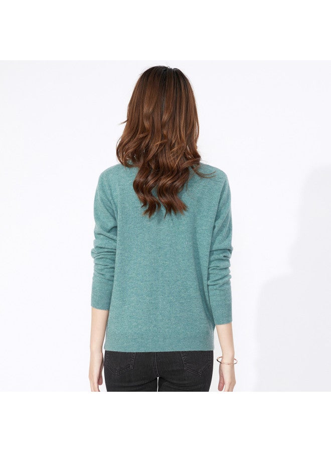 Hengyuanxiang Solid Color Rhinestone Pure Wool V-Neck Knitted Cardigan Warm Wool Cardigan Coat - Image 5