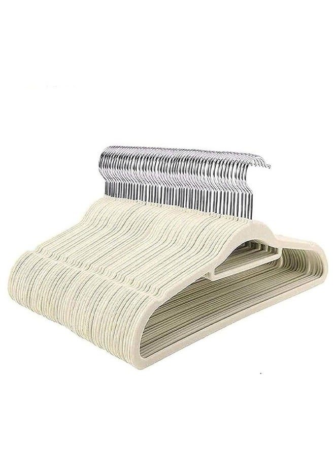 D'HOME 50-Pcs Non-Slip Velvet Hangers 42cm With 360 Degree Rotatable Hook - Durable & Slim - Non Slip Hangers for Coat Hangers - Pant Hangers… (50, Beige)  - Image 3