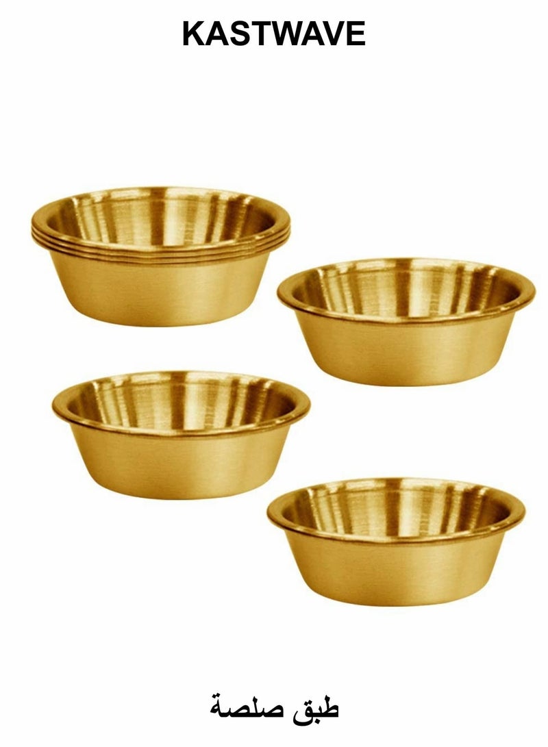 KASTWAVE Stainless Steel Sauce Dish, Seasoning Dishes, Premium Sushi Dipping Bowl Saucers, Metal Ramekins, Mini Appetizer Plates, Individual Condiment Sauce Cups (2.3OZ, 6Pcs Gold) - Image 1