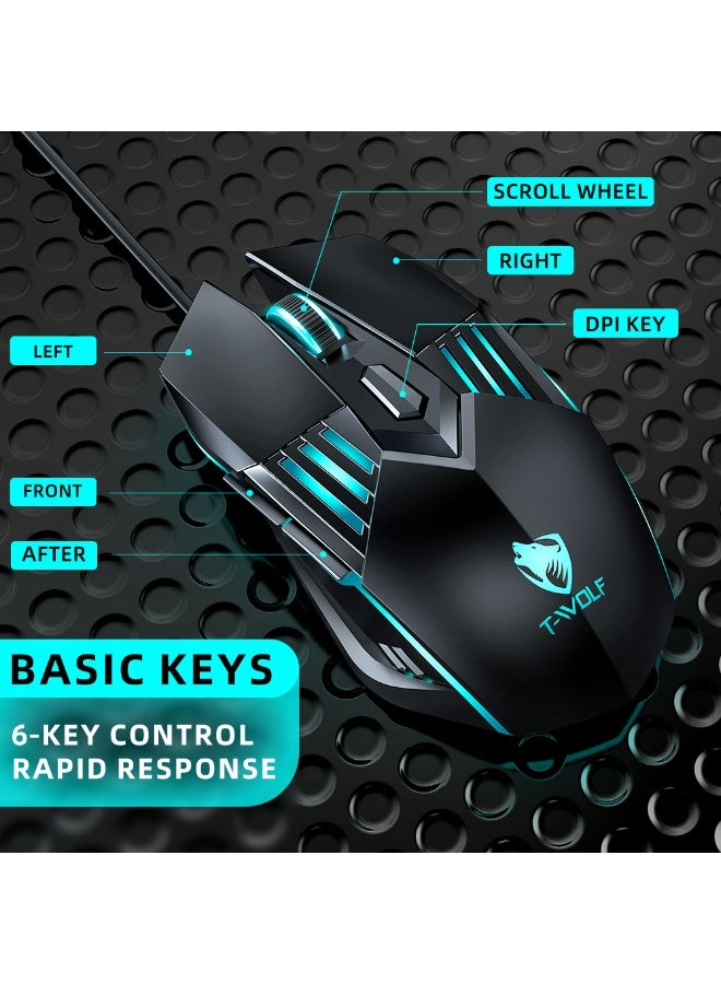 T-WOLF G560 6D wired gaming mouse 3600DPI high-precision gaming computer mouse ergonomic backlit white USB optical mouse - Image 5