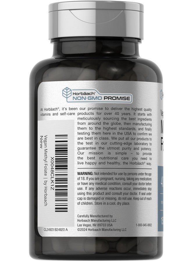 Horbäach Methyl Folate 400 mcg | 150 Vegan Capsules | Non-GMO, Gluten Free | Dietary Supplement - Image 3