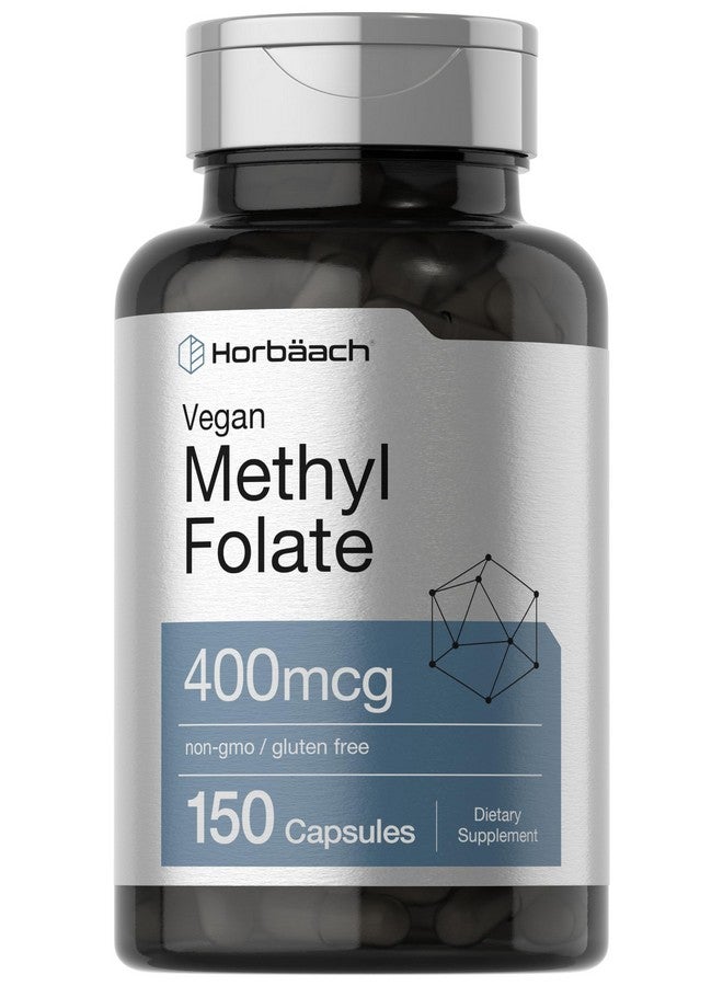 Horbäach Methyl Folate 400 mcg | 150 Vegan Capsules | Non-GMO, Gluten Free | Dietary Supplement - Image 1