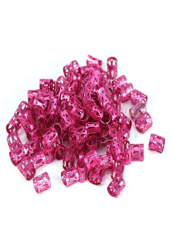 Cocoarm 100 Pcs Colorful Adjustable Hair Braid Beads Rings Cuff Hair Beauty Decoration Tool Dreadlocks Beads Hair Braid Rings Clips Dread Locks Hair Braiding Cuffs Decoration Accessories Jewelry(Rose Red) - Image 1