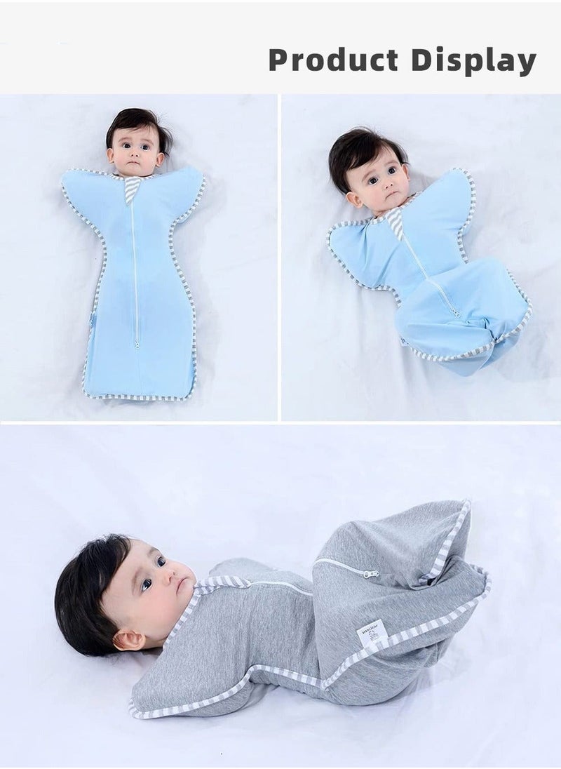 MIXDE 4 PCS Baby Swaddle Blanket Sack, Baby Sleeping Bag with Arms Free Design, Transition to Arm Freedom Wearable for Newborn Girl and Boy, 100% Breathable Cotton 3-6Months  - Image 5