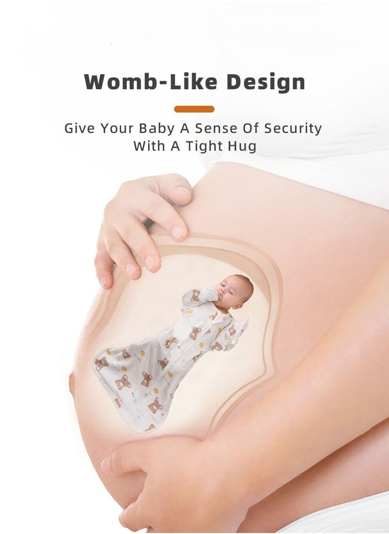 MIXDE 4 PCS Baby Swaddle Blanket Sack, Baby Sleeping Bag with Arms Free Design, Transition to Arm Freedom Wearable for Newborn Girl and Boy, 100% Breathable Cotton 3-6Months  - Image 3