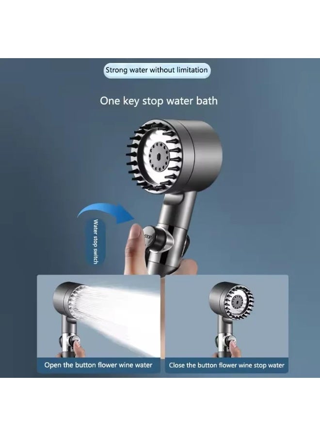 رأس دش عالي الضغط متعدد الوظائف بفلتر بتصميم محمول باليد بـ 3 إعدادات رش للمياه مع مفتاح تشغيل وايقاف - Image 5