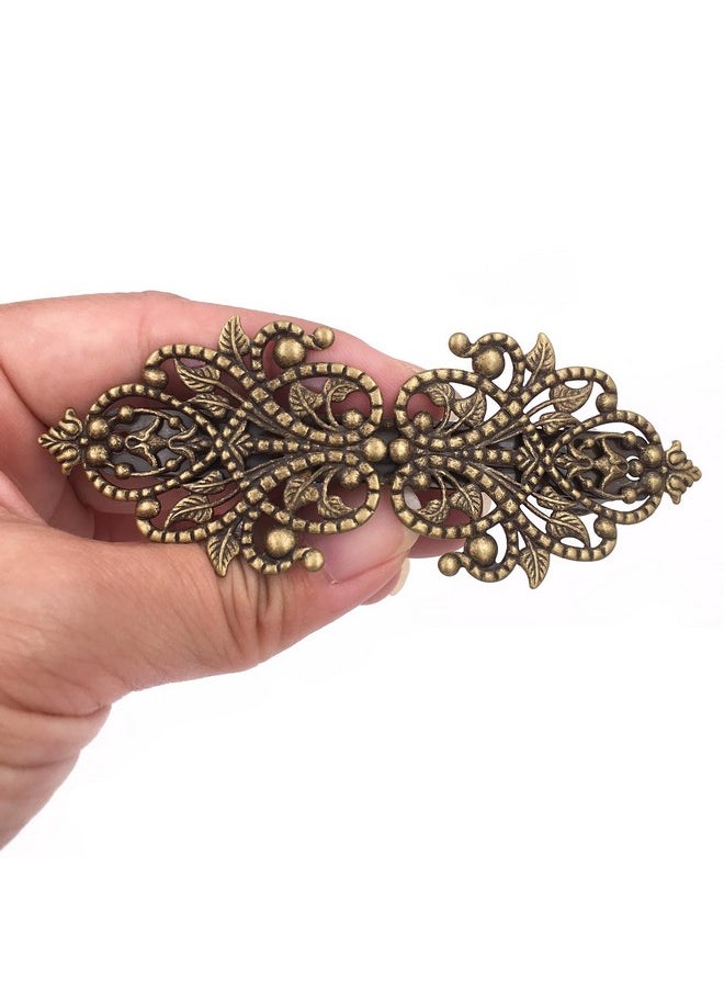 Lizzie Kay 2Pcs Retro Vintage Metal French Barrette Clip Hair Clasp Roses Bronze Accessories  - Image 3