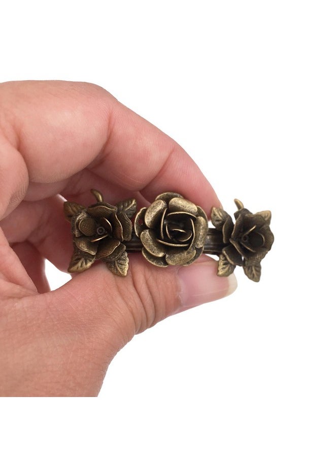 Lizzie Kay 2Pcs Retro Vintage Metal French Barrette Clip Hair Clasp Roses Bronze Accessories  - Image 4