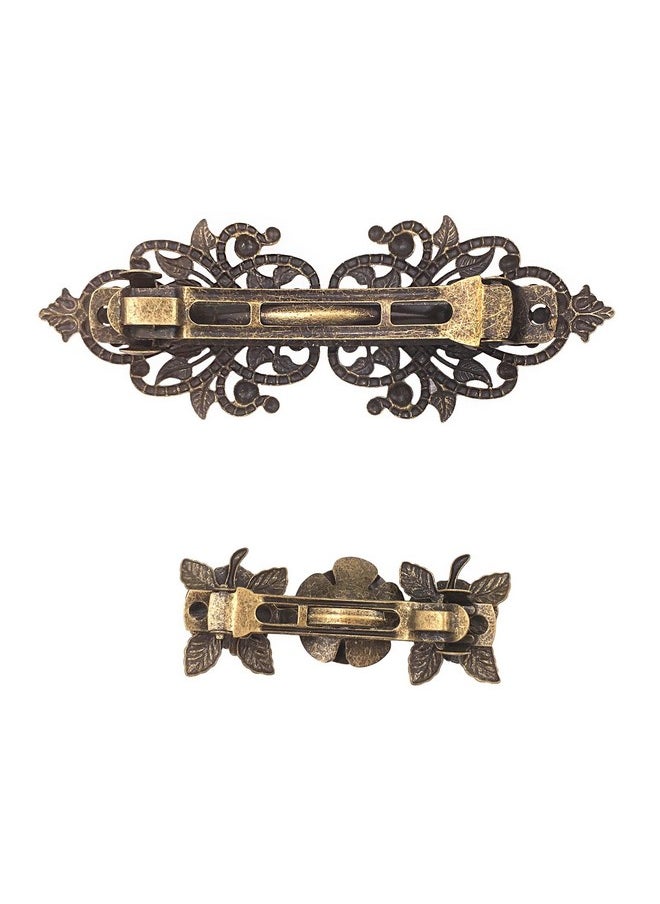 Lizzie Kay 2Pcs Retro Vintage Metal French Barrette Clip Hair Clasp Roses Bronze Accessories  - Image 5