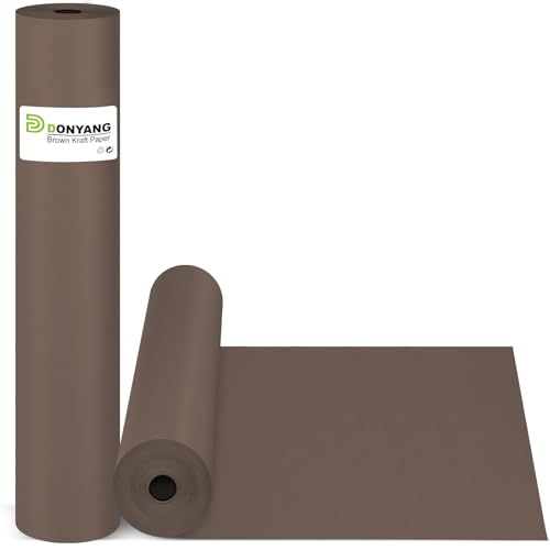 Donyang Chocolate Brown Wrapping Paper, 15"x450" Solid Color Dark Brown Art Craft Easel Bulletin Board Decorative Kraft Paper Roll, Birthday Father's Day Bouquet Flower Gift Wrap for Men Husband Dad - Image 1